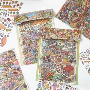 3D Miniature Scene Stickers - 3D layered look - layered decorative stickers - for journaling scrapbooking and DIY collage - creative DIY supply - easy to organise and suitable for everyday projects
