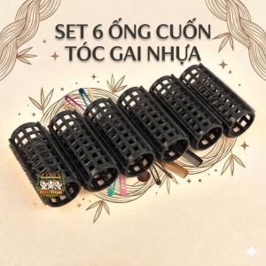 [HÀNG CÓ SẴN]SET 6 ỐNG CUỐN TÓC GAI NHỰA MÀU ĐEN - BÍ QUYẾT TẠO XOĂN PHỒNG TỰ NHIÊN KHÔNG LO DÙNG NHIỆT