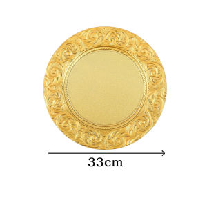 5pcs 13inch Elegant Dinner Charger Plates Gold Plated Fruit Dish Baroque Victorian Embossed Design