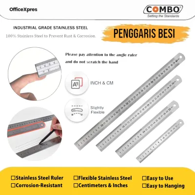 Penggaris Besi 30 CM / Rol Besi / Mistar Besi / Penggaris Stainless Combo (5pcs)