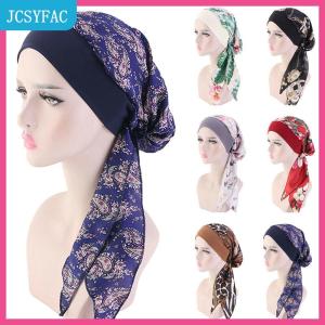 JCSYFAC Phụ nữ ung thư đầu khăn CHEMO tóc mất hat Turban pre-tied mũ đội đầu Bandana mới