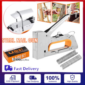 Heavy Duty Stapler Gun Nail Tacker Gun Metal Gun Stapler Hand Stapler Staple Gun Tacker Nail Stapler 6.5mm (2400pcs) For Fastening Furniture Frame Paper Woodwork Window Staples 釘槍
