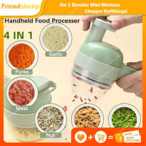 【Newest Version】Food Chopper Protable Mixer Blender Quatre Kapsule 4 In 1 Alat Pemotong Sayuran Handheld Electric Vegetable Cutter Set with Brush