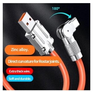 Kabel Metal Gaming USB Tipe C 120W 6A Rotasi 180 Derajat Bahan Silikon Untuk Android