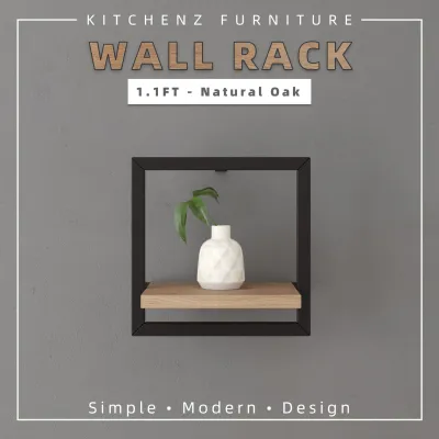 KitchenZ Chester Series Wall Rack Open Storage Wall Unit Rak Dinding - C49001-OAK