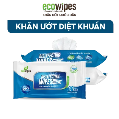(HÀNG CÔNG TY) Khăn ướt diệt khuẩn EcoWipes diệt 999% vi khuẩn hương chanh khử mùi dịu nhẹ