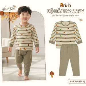 Bộ dài tay cài vai thu đông Cozy Arich vải sợi tre pettit cao cấp cho bé từ 9 tháng - 6 tuổi
