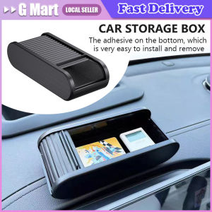 Portable Sliding Open Car Console Storage Box Large Capacity Plastic Glasses Box Black Self-adhesive Coin Holder