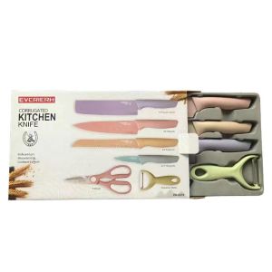 SM- Pisau Set 6 in 1 BLACK Dilapisi Anti lengket EVCRIERH BLACK