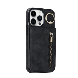 Leather Wallet Case for Phone16 Series Phone Cover with Kickstand & Slot Rings Stand Phone Case