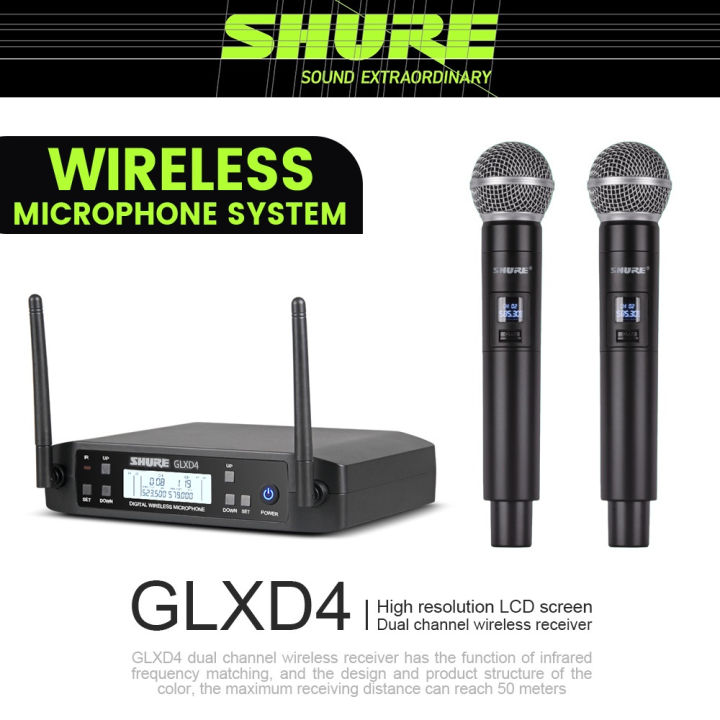 Wireless Microphone SHURE GLXD4 Professional UHF System SM58