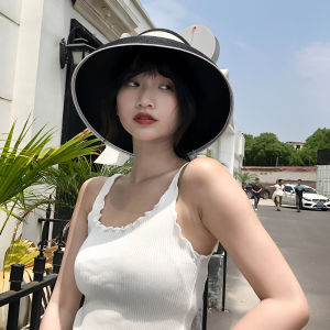 Mũ chuông cói mềm dễ dàng gấp gọn phối nơ bản lớn chữ M 6 màu