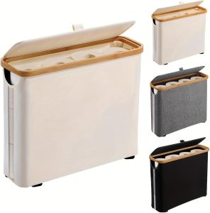Toilet Paper Storage Basket Oxford Cloth Papers Container with Lid Medium Toilets Holder for Up to 12 Regular or 9 Mega Rolls Organizer for Bathroom Waterproof Beige 1 Pack (Black)