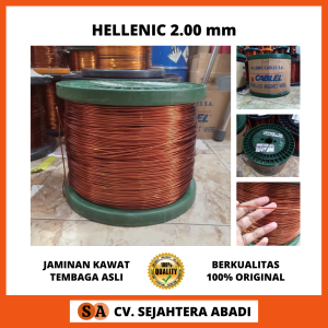 JAMINAN KAWAT TEMBAGA ASLI MERK HELLENIC Ukuran Tebal Kawat 2.00 200 mm 2.00mm 200mm Dijual per 100gr 100 Gram 1 Ons Dipakai Buat Gulung Dinamo Trafo Tamiya Generator Spull