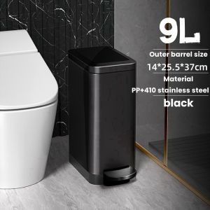 Stainless steel 7L/9L/13L high quality fStep Pedal Trash Can with lip Trash tin Large capacity for rooms kitchens bathrooms