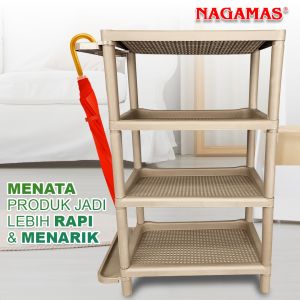 NAGAMAS Rak Sepatu Premium Sakura Kecil Susun 4 / Rak Sepatu 4 Susun / Rak Susun Serbaguna
