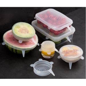 6pcs Silicone Stretch Durable Expandable Food Fruit Cover Reusable Silicone Stretchable Lids Food Preservation Cover Food Saver Cover