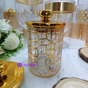 Acrylic Airtight Candy Box Round Canister Gold Body Balang Kuih Raya Acrylic Tebal Keemasan Bekas Kedap Udara