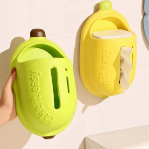 MAYNN Large Capacity Banana Suction Cup Tissue Box Wall Mounted EVA Tissue Holder Multi-functional Decorative Waterproof Tissue Box for Kitchen