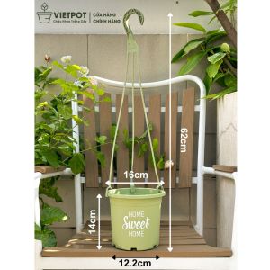 Chậu nhựa treo ban công VIETPOT hoa văn Sweet home cây kiểng cây hoa trang trí sân vườn.
