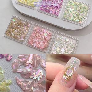 BMPEIC 1กล่องเครื่องประดับเล็บเกล็ดเปลือกหอยเป๋าฮื้อประดับเลื่อมธรรมชาติบางแบบไม่สม่ำเสมอ