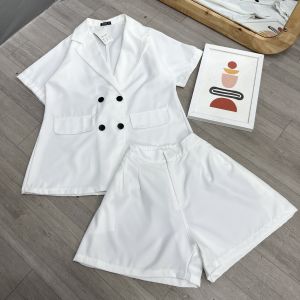 Set công sở bigsize nữ áo vet tay ngắn khoác ngoài kèm quần đùi ngắn đi làm đi chơi chất cotton mềm - SVET