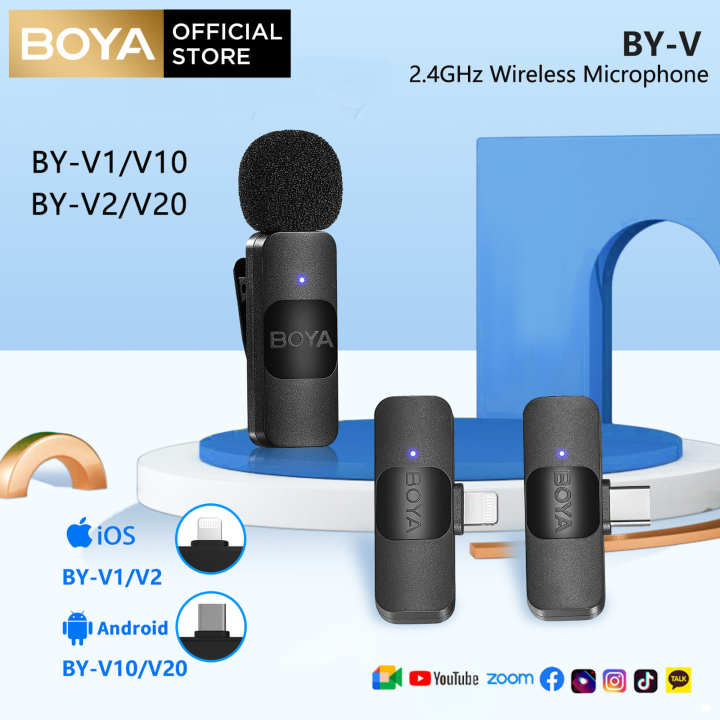 BOYA BY V10 20 BY V Series Wireless Microphone for iPhone iPad