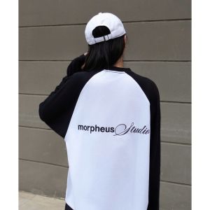 Áo Thun Tay Dài RAGLAN Thêu Chữ Morpheus màu đen xám vải cotton form rộng thoáng mát dễ mặc