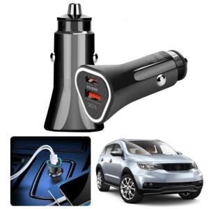 38W Double Port Car Chargers with Intelligent Current Distribution High Power Chargers for Fast Charging Multiple Devices