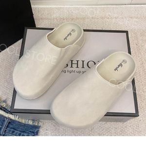 Cool Store Elegant Slip-on Clogs Platform Borken Style Comfortable Close Toe With Versatile Retro Design For Womens Footwear (+1 upsize)