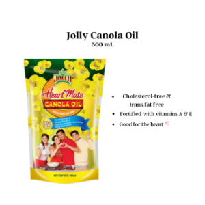 PALM OIL GOLDEN FIESTA CANOLA OIL 1 L | GOLDEN FIESTA1L DUO | JOLLY HEART MATE | Rich in omega fatty acids which help reduce bad cholesterol does not contain trans fats and provides vitamin E which has antioxidant properties.