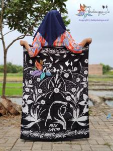 Sarung Mbak Santri daun Melati goyor / Sarung batik MBAK SANTRI Monocrome / Sarung hitam putih / Sarung Santri
