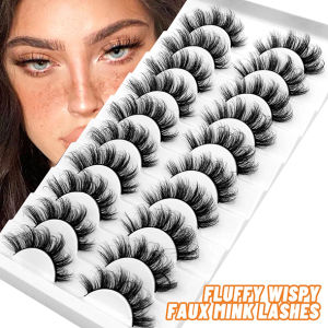 Dorisna 10 Pairs Thick False Eyelashes Fake Lashes Long Makeup 3D Mink Lashes Extension Eyelashes for Beauty
