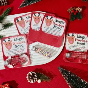 5Sets Christmas Party Supplies with Glass Bottles Card Toppers Holiday Activity Kits for Xmas Eve Party Favors