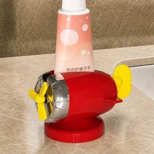 JIMEIXIAN01 Manual Press Lazy-style Toothpaste Squeezer Airplane Shape Freestanding Base Tube Squeezer Holder Toothpaste Tube Squeezer Bathroom Countertop