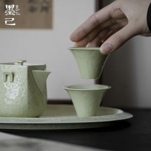 墨己仿宋绿釉锤纹品茗杯功夫茶具陶瓷单杯喝茶杯家用撇口茶杯小杯