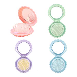 Shell Shaped Air Cushioned Comb And Mirror Set Portable Hair Styling Tool Portable Massage Comb Hairbrush