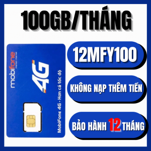 SIM Mobifone 12MFY100 Dùng Mạng 1 Năm Không Lo Gián Đoạn Miễn Phí 100GB/Tháng Full Tốc Độ Cao Không Cộng Dồn | FREESHIP - CHƯA KÍCH HOẠT