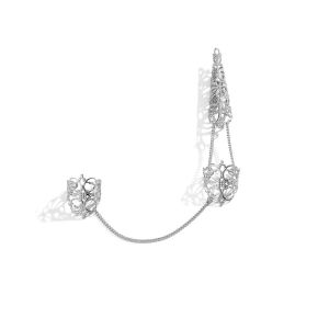 OEUVR Niche Gothic Silver Gold Party Tassels Hollow Out Cone Women Jewelry Finger Bracelet Chain Finger Ring Nail Cover Rings