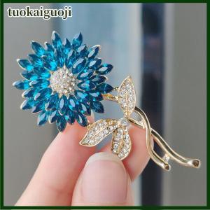 tuokaiguoji Trendy Exquisite Rhinestone Sunflower Brooches For Women Girls Delicate Elegant Clothing Suit Flower Brooch Pins Jewelry Gift