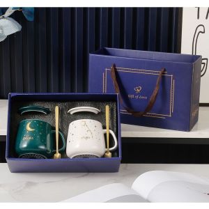 【EONMIR】Couple Mug Series / Creative Ceramic Mug Couple Cup Coffee Cup Set Gift Double Cup Senior Gift Box (Starry Sky、LOVE、Crown)