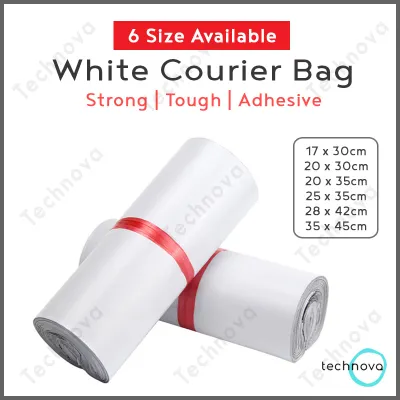 100pcs Courier Bag Packing bag Flyers Beg Kurier 快递袋 Pos Packaging bag Shipping bag Parcel bag Postage NO POCKET [White]