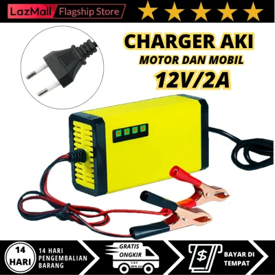 CAS CASAN AKI MOTOR MOBIL 12V 2A 12V/12A PORTABLE OTOMATIS CHARGER ACCU CARGER AKI PORTABLE MOTOR MOBIL Dbest Store