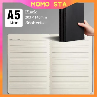 MOMO A5/B5 5PCS Black/Kraft Notebooks 36Sheets Line Grid Blank Notepad School Office Supplies Stationery