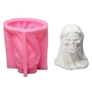 Handmade Silicone Mould Veiled Skull Molds Ornament Molds Halloween Molds Casting Molds for Home Table Decorations