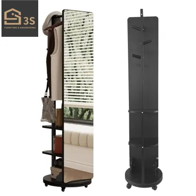 [3S FURNITURE] Removable Wheels Wood Board Multi-Functional Dressing Cabinet with Full Length Mirror * FREE DELIVERY＆INSTALL*