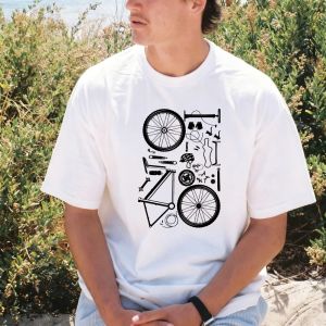[Local Stock] VCC Bicycle Disassembly Parts Graphic Print Summer Pure Cotton Men Tee Casual Fashion Crew Neck Short Sleeve Mechanical Bike Tees