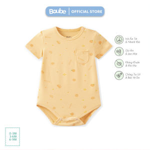 Bộ liền thân tam giác bodychip ngắn tay họa tiết cho bé sơ sinh Boube vải sợi tre cao cấp Bamboo mềm mịn - Size 0-9M