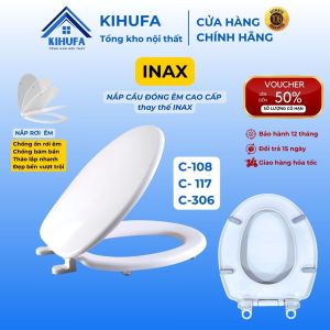Nắp bồn cầu Đóng Êm thay thế chuẩn đẹp cầu INAX mã C108 C117 nắp bàn cầu Trắng Cao Cấp Chống Bám Bẩn N0K9