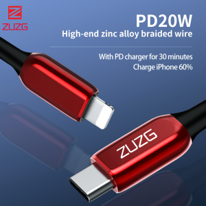 ZUZG PD 20W Zinc Alloy USB C to iOS Cable 1M Fast Braided Type-C to Lightning to Power Delivery Metal Charging Cable PD Fast Charging Cord for iPhone 14 13 Pro Max 13 12 pro SE2 11 11 Pro XS XR MacBook iPad